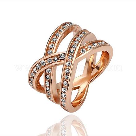 Настоящее розовое золото покрытием олова сплава чешский горный хрусталь полые широкие кольца для женщин RJEW-BB09730-6RG-1