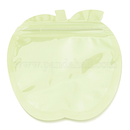リンゴの形をしたプラスチック包装陰陽ジップロックバッグ  トップセルフシールパウチ  緑黄  10.2x10.1x0.15cm  片側の厚さ：2.5ミル（0.065mm） OPP-D003-01B-1