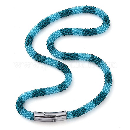 Стеклянное колье крючком из бисера NJEW-Z029-04G-1