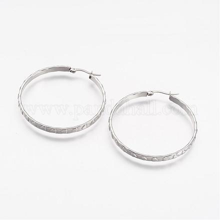 304 Stainless Steel Hoop Earrings EJEW-N0039-15P-1