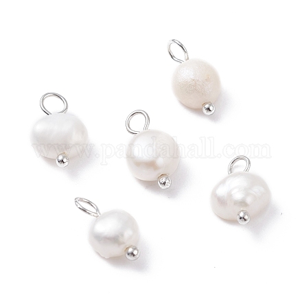 Breloques de perles de culture d'eau douce naturelles X-PALLOY-JF01099-03-1
