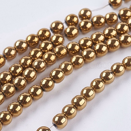 Chapelets de perles en hématite synthétique sans magnétiques G-S096-4mm-2-1