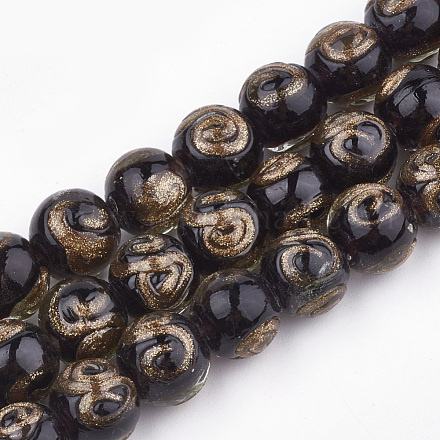 Perles vernissées de sable d'or manuelles  LAMP-T006-06A-1
