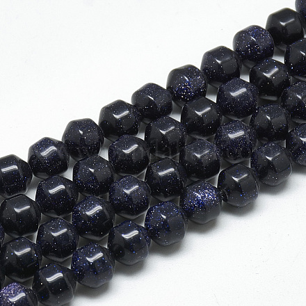Chapelets de perle de pierre d'or bleue synthétique G-T077-09-1