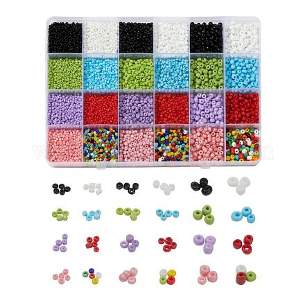 24 style couleurs opaques graines et peinture de cuisson perles de rocaille rondes en verre SEED-YW0001-29-1