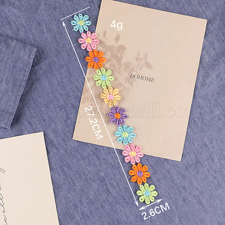 花のコンピューター化された刺繡布の鉄のパッチに縫う/縫う  マスクと衣装のアクセサリー  アップリケ  カラフル  1インチ（26mm）  27.2センチメートル/個 FABR-PW0001-247F-1