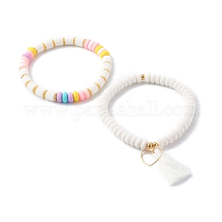 Handgemachte Polymer-Ton-Perlen-Stretch-Armbänder-Sets BJEW-JB06427-03-1