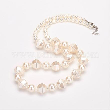 Acrylic Pearl Beaded Necklaces NJEW-P168-05-1