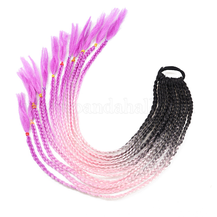 Trecce colorate in fibra ad alta temperatura capelli pezzo coda di cavallo ornamenti per capelli dreadlocks OHAR-PW0003-203-25-1