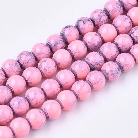 Spray Painted Glass Bead Strands GLAD-S075-6mm-68-1