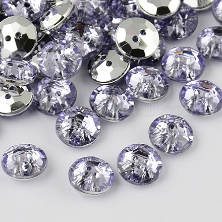 Botones redondos planos del diamante artificial de acrílico de Taiwán de 2-agujero BUTT-F015-24mm-20-1