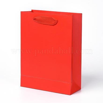 クラフト紙袋  ハンドル付き  ギフトバッグ  ショッピングバッグ  長方形  レッド  20x15x6.2cm AJEW-F005-03-B-1