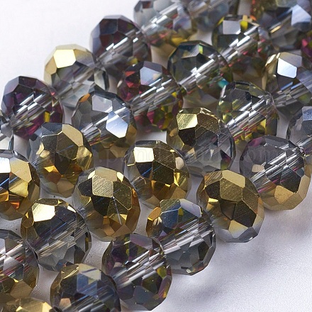 Electroplate Glass Faceted Rondelle Beads Strands EGLA-D020-8x5mm-14-1