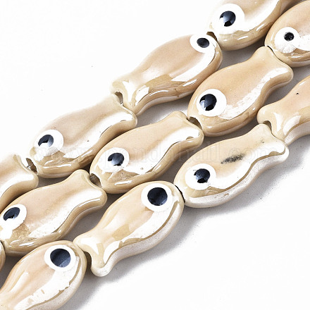 Brins de perles en céramique de porcelaine faites à la main PORC-T006-03K-1