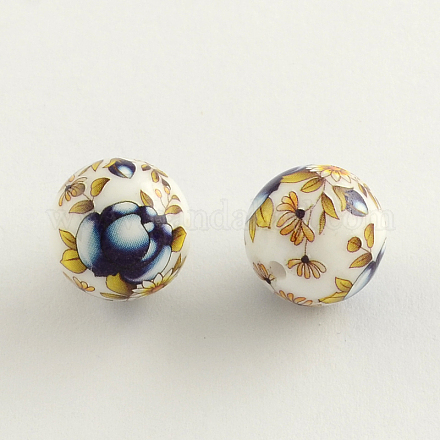 Printed Acrylic Round Bead OACR-R007-14mm-A02-1