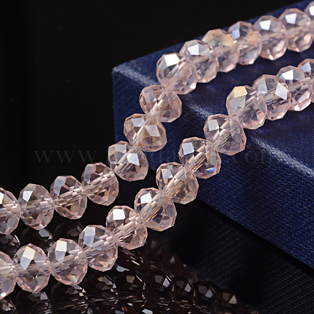 1Strand Faceted Electroplate Glass Rondelle Beads Strands X-EGLA-J047-8x6mm-AB11-1