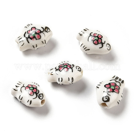 Perles de porcelaine imprimées manuelles PORC-F005-03D-1