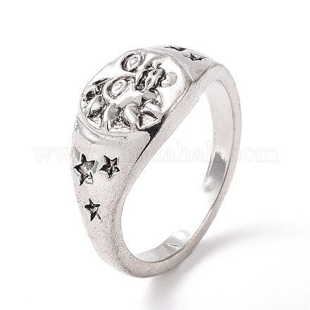 Retro Alloy Sun and Stars Finger Ring for Women RJEW-B045-02-1