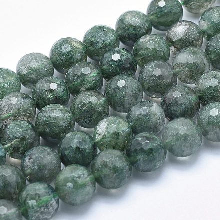 Brins de perles de quartz vert synthétiques G-K256-25-14mm-1-1