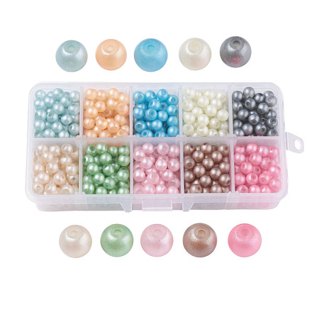 10 couleurs opaque spray perles de verre peintes DGLA-JP0001-06-6mm-1