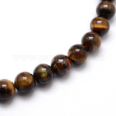 Grade ab naturelle perles rondesoeil de tigre brins X-G-O047-02-8mm-1