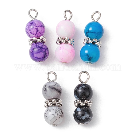 Pendentif en perles rondes en verre de couleur mélangée PALLOY-JF02271-02-1