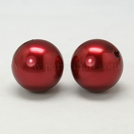 22MM Dark Red Round Acrylic Imitation Pearl Beads for Chunky Kids Necklace X-PACR-22D-24-1