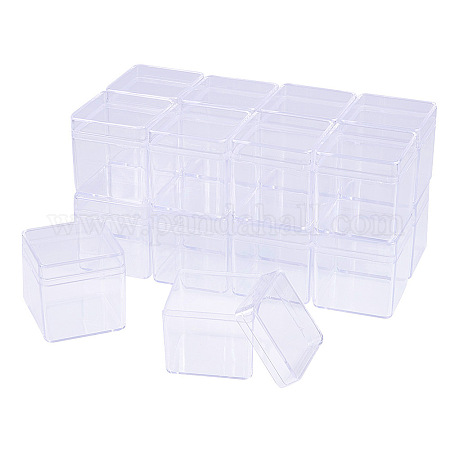 Wholesale BENECREAT 18 pack Square Clear Plastic Bead Storage Containers  Box Case with Flip-Up Lids for Items 