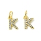 Rack Plating Alloy Rhinestone Pendants, Cadmium Free & Lead Free, Letter K, 11x8x2mm, Hole: 5mm