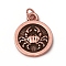 Brass Pendants, with Jump Rings, Long-Lasting Plated, Flat Round with 12 Constellation/Zodiac Sign, Antique Rose Gold, Cancer, 18.5x15x2mm, Jump Ring: 5x0.7mm, Inner Diameter: 3.6mm