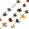 Handmade Natural & Synthetic Mixed Stone Chip Beaded Chains, Soldered, with Rack Plating Brass Findings, Long-Lasting Plated, Lead Free & Cadmium Free, with Spool, Real 18K Gold Plated, 3~8x2~4x3~4mm