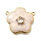 Brass Micro Pave Clear Cubic Zirconia Pendants, Flower, with Enamel, Rack Plating, Cadmium Free & Lead Free, Long-Lasting Plated , White, 19.5x21.5x5mm, Hole: 1.2mm