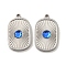 Glass Pendants, with 304 Stainless Steel Findings, Oval, Stainless Steel Color, 18x11.5x2.5mm, Hole: 1.2mm