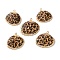 Natural Sea Shell Pendants, with Brass Covered Edge Findings, Leopard Printed Shell Shape Charms, Golden, 23~29x26~32x7~10mm, Hole: 1.6~1.8mm