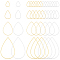 160Pcs 8 Styles Brass Linking Rings, Teardrop, Golden & Silver, 11~35x7~28x1mm, 20pcs/style