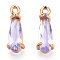 Faceted Glass Pendants, with Golden Tone Brass Open Back Settings, Teardrop, Lilac, 14.5x4.5x4mm, Hole: 1.2mm