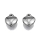 Non-Tarnish 304 Stainless Steel Charms, Heart, Stainless Steel Color, 12x10x4.5mm, Hole: 1.5mm