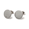 201 Stainless Steel Stud Earring Findings, with 304 Stainless Steel Pin & Hole & Friction Ear Nuts, Flat Round, Platinum, 13mm, Hole: 1.4mm, Pin: 0.7mm