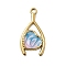 304 Stainless Steel Enamel Pendants, Heart Charms, Ion Plating(IP), Real 18K Gold Plated, Sky Blue, 23.5x12x1.5mm, Hole: 1.6mm