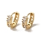 Brass Micro Pave Cubic Zirconia Hoop Earring, Light Gold, 14.5x5mm