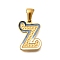 304 Stainless Steel Pendants, with Enamel, Ion Plating(IP), Laser Cut, Real 18K Gold Plated, Letter Z, 16x11.5x1.5mm, Hole: 5.5x2.5mm