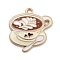 Alloy Enamel Pendants, Light Gold, Coffee Cup, 25.5x24x3mm, Hole: 1.8mm