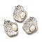 Natural Pearl Pendants, Brass Irregular Shape Charms with Jump Rings, Cadmium Free & Lead Free, Long Lasting Plated, Rack Plating, Platinum, 21x17.5x5mm, Hole: 3mm