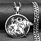 304 Stainless Steel Pendant Necklaces, Flat Round with Cat, Stainless Steel Color, 23.66 inch(60.1cm)