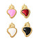 Rack Plating Brass Enamel Pendants, with Jump Ring, Cadmium Free & Lead Free, Long-Lasting Plated, Real 18K Gold Plated, Sacred Heart Charm, Mixed Color, 34x23x3.5mm, Hole: 3.5mm