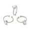 Natural Moonstone Open Cuff Ring, with Brass Findings, Oval, Inner Diameter: 18~18.7mm