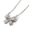 304 Stainless Steel Pendant Necklaces, Brass Micro Pave Clear Cubic Zirconia Pendant Necklaces, Bowknot, 18.70 inch(47.5cm) Pendant: 17.5x18mm