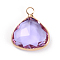Brass Pendants, with Glass, Peach, Lilac, 18.5x16x5.5mm, Hole: 2mm