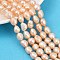 Natural Cultured Freshwater Pearl Beads Strands, Two Sides Polished, Grade 4A, PeachPuff, 9~10mm, Hole: 0.7mm, about 36~39pcs/strand, 13.82~13.90 inch(35.1~35.3cm)