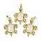 Natural Quartz Crystal & Brass Pendants, Rack Plating, Cadmium Free & Lead Free, Sea Turtle Shaped, 38x27.5x7mm, Hole: 8x5mm
